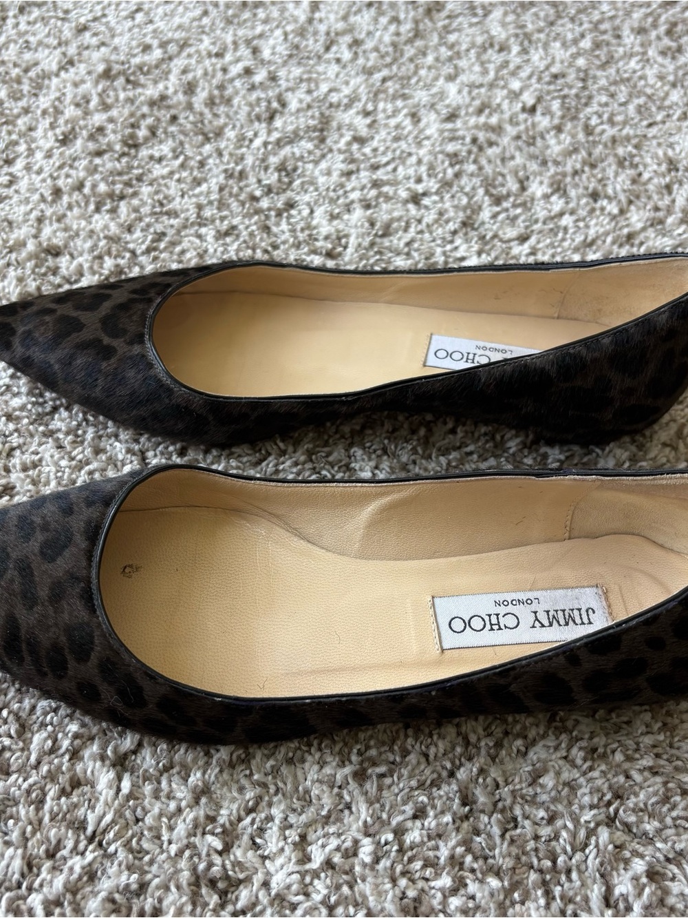 Jimmy Choo Leopard Print Pointed Toe Flats - Picture 2 of 7